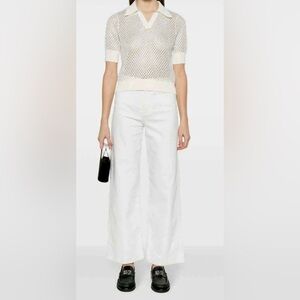 Jiovanna knitted rhinestone embellishment Perforated Top V-Neck Collar